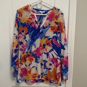 Tyler Boe 100% silk multi color blouse